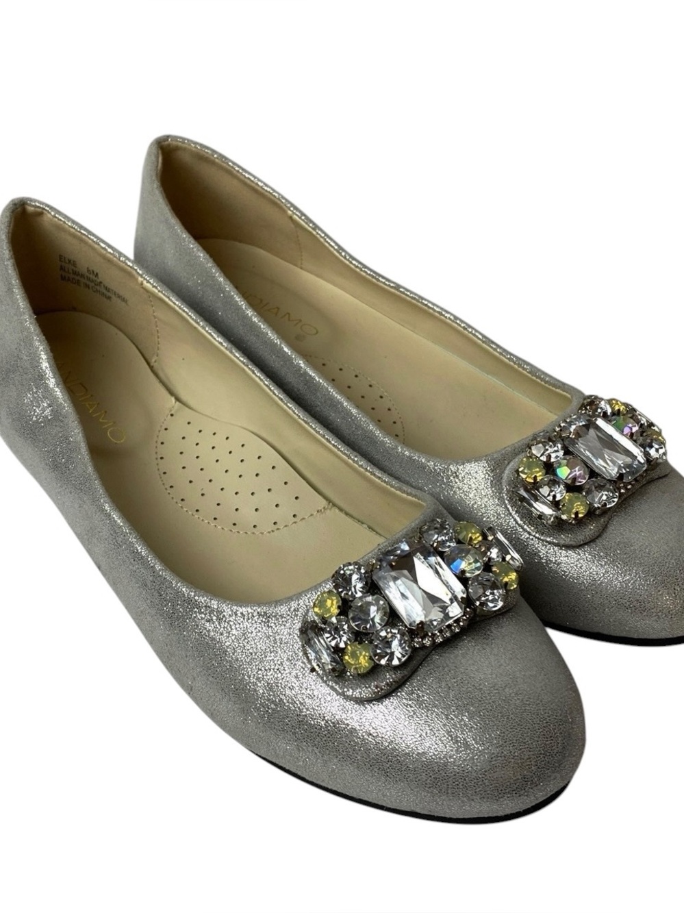 Andiamo women's Elke silver jeweled flat shoes size 8M